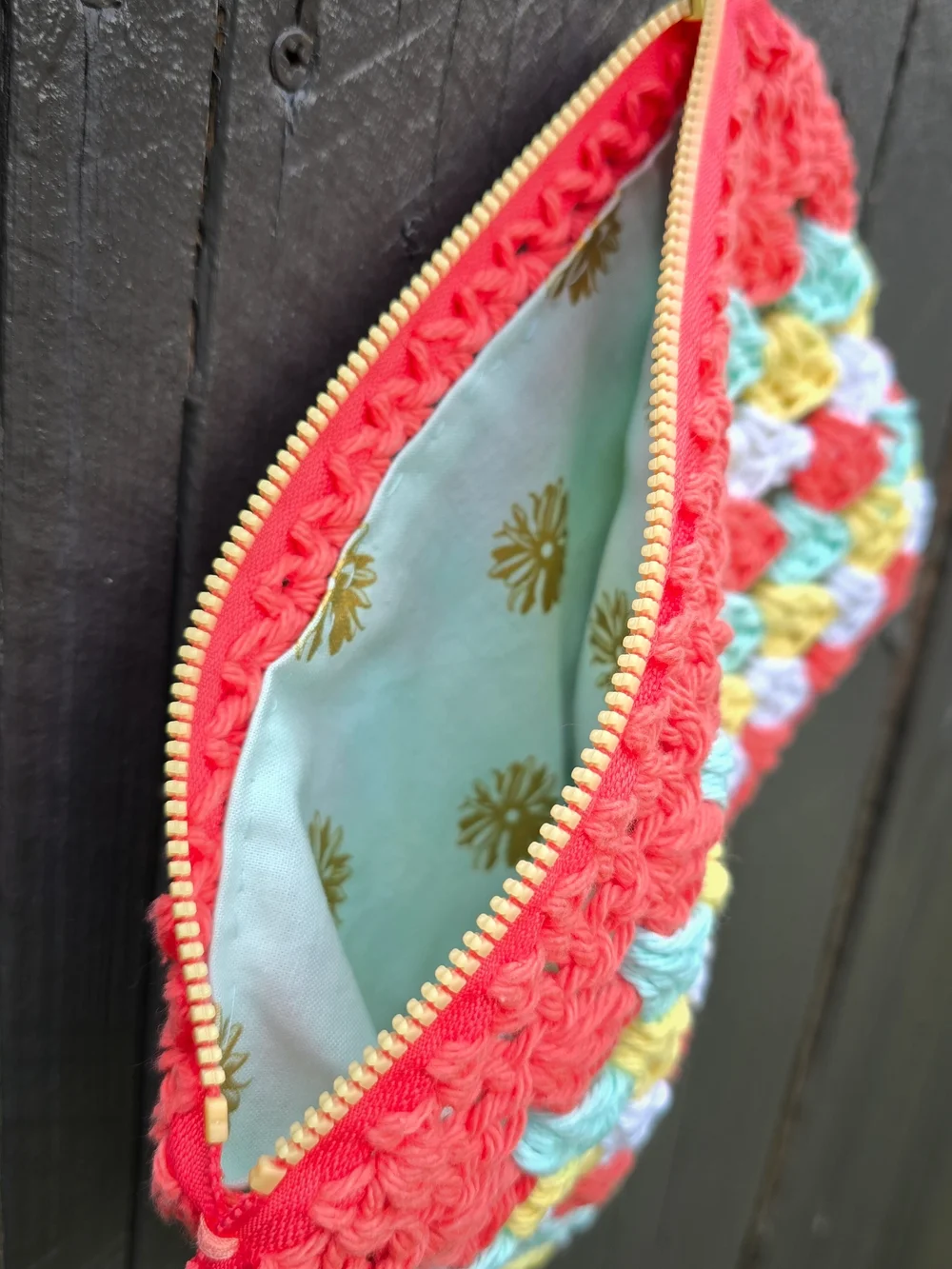 Handmade Crocheted Cotton Zipper Pouch